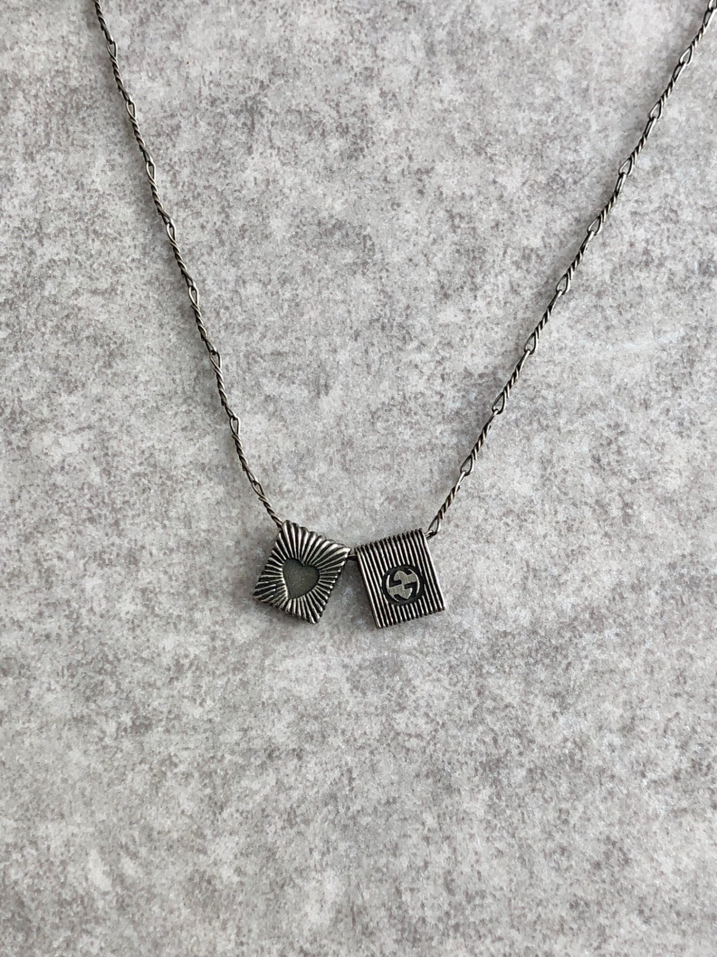 GUCCI Interlocking SILVER925 Necklace Silver Vintage 6uwnjy