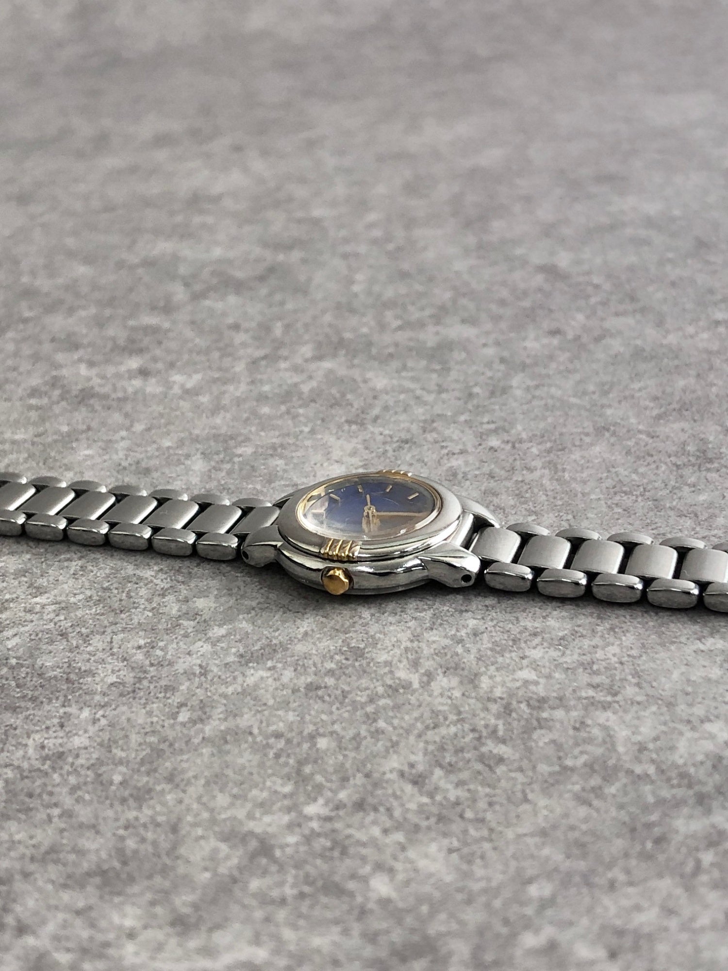 Yves Saint Laurent YSL Logo Quartz Watch Silver×Navy 5930-F91474