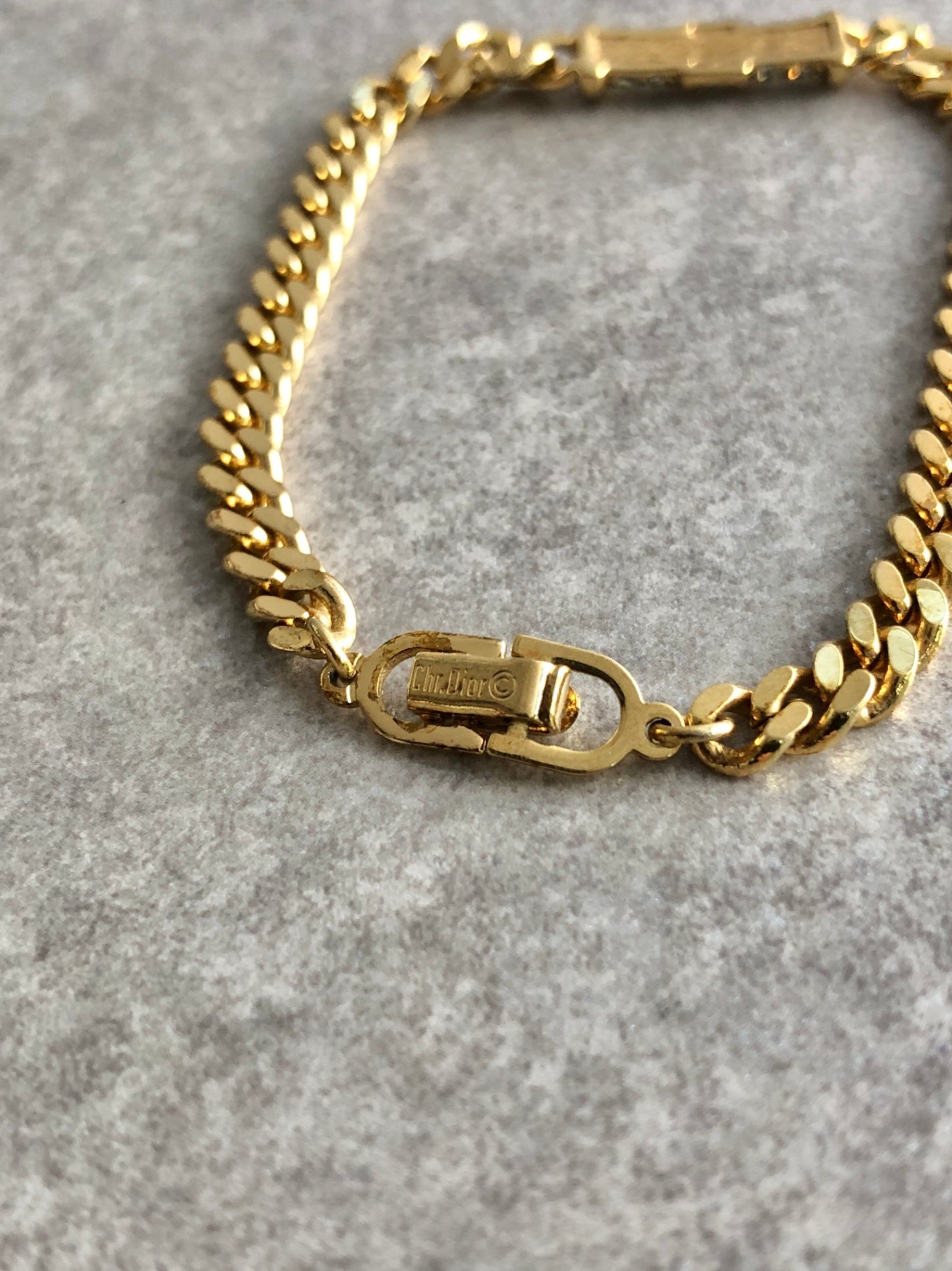 Christian Dior CD Logo Rhinestone Bracelet Gold Vintage gn36vg