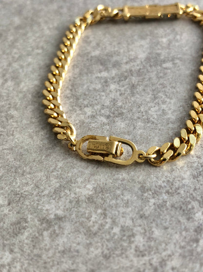 Christian Dior CD Logo Rhinestone Bracelet Gold Vintage gn36vg