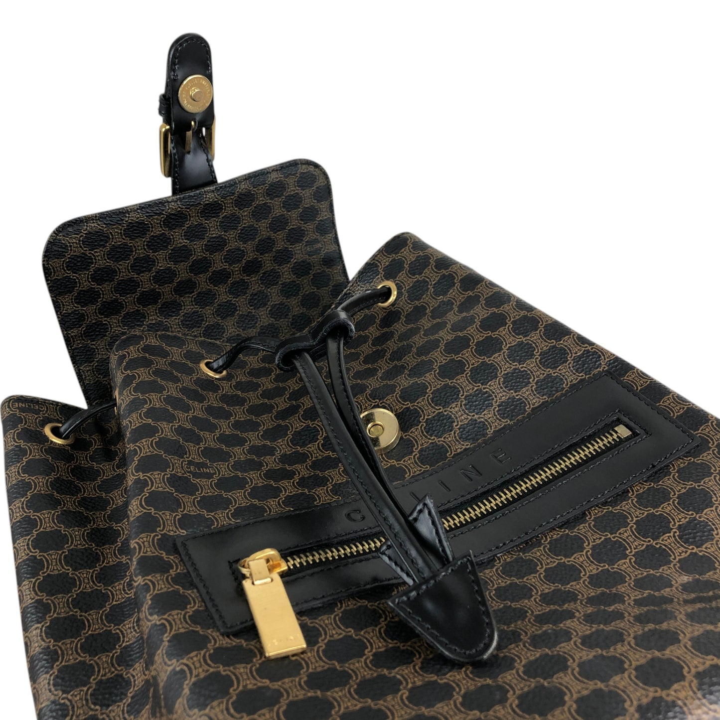 CELINE Macadam Logo Backpack Black Vintage ed4nn3