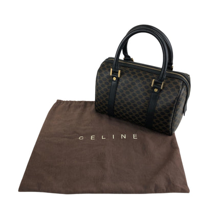 CELINE Macadam Small Boston bag Handbag Black Vintage py4p2e