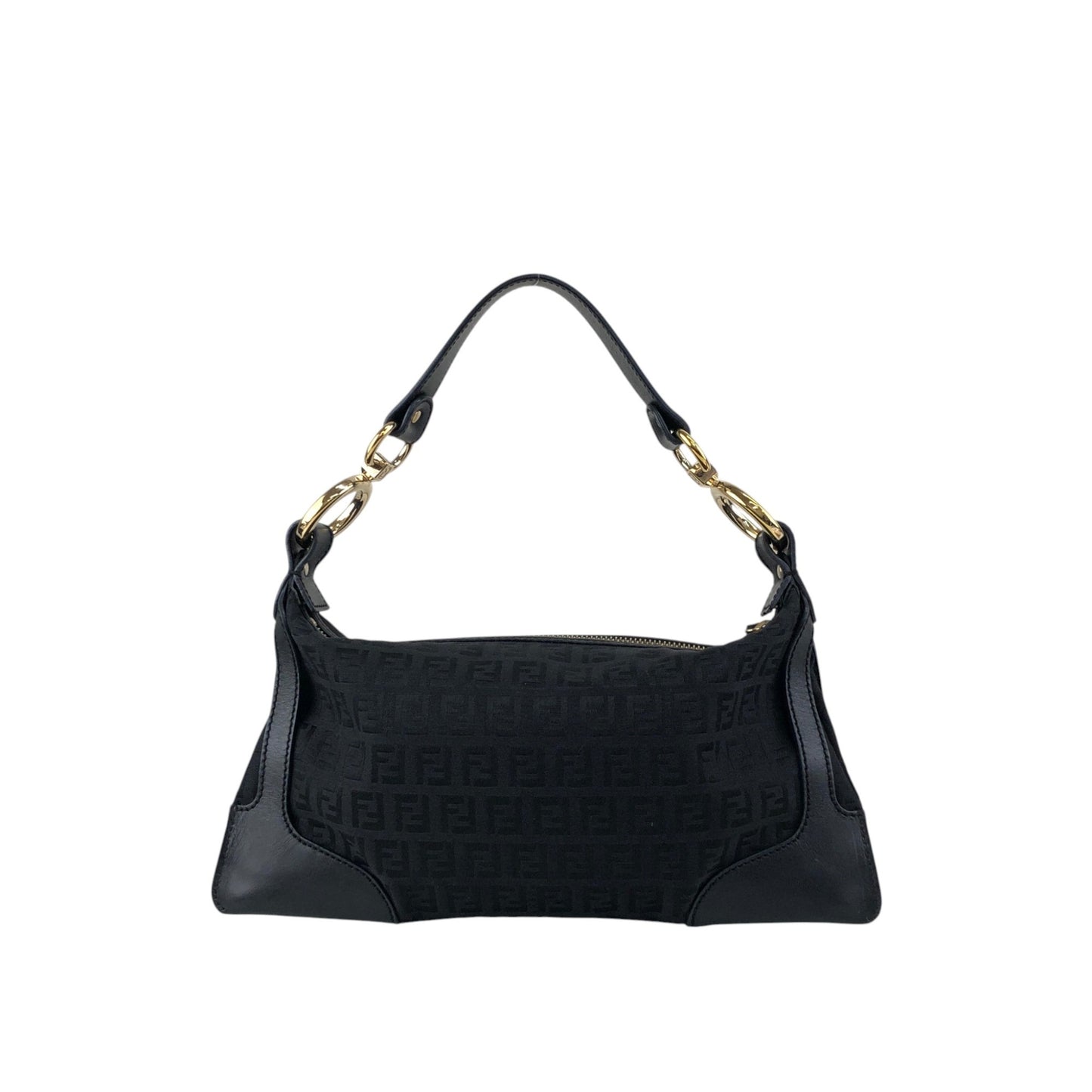 FENDI Zucca Logo Charm Shoulder bag Black Vintage j5ktnr