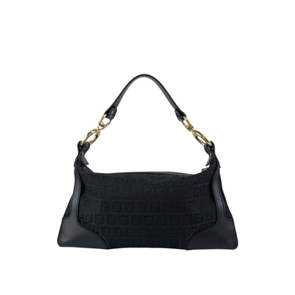 FENDI Zucca Logo Charm Shoulder bag Black Vintage j5ktnr