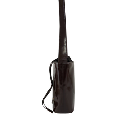 CELINE Logo Drawstring Shoulder bag Brown Vintage sjvk4h