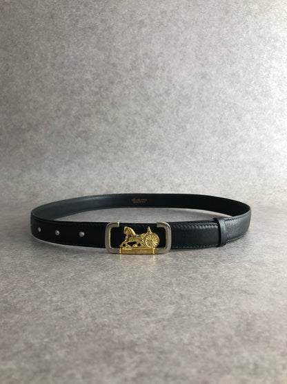 CELINE Horse Carriage Belt Black Vintage 5x3rxn