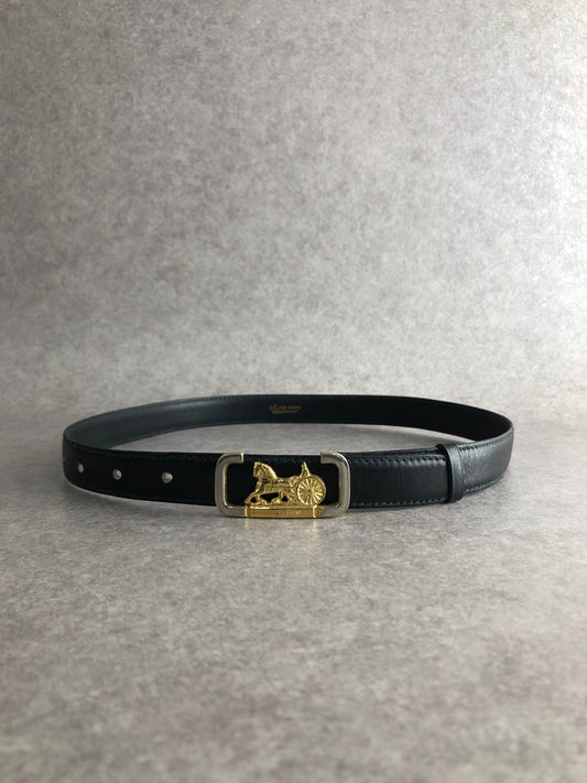 CELINE Horse Carriage Belt Black Vintage 5x3rxn