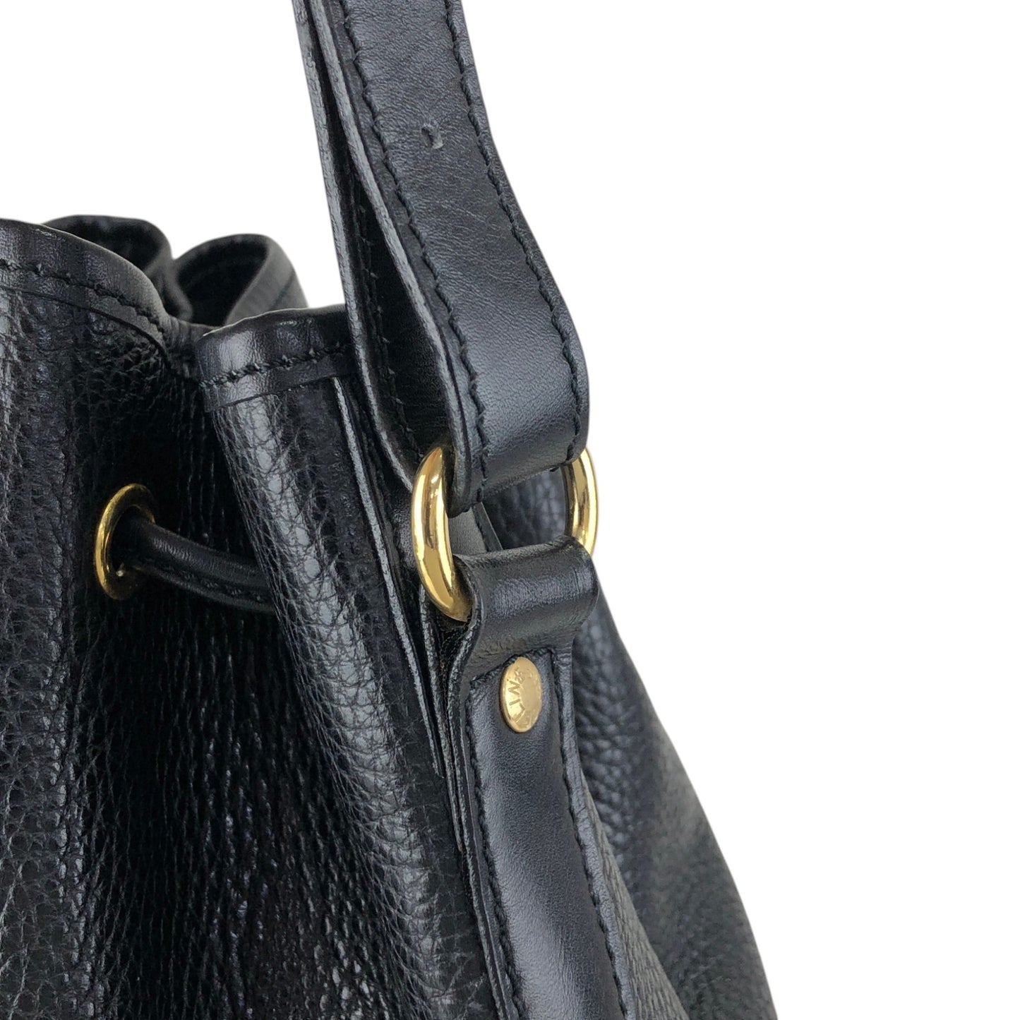 CELINE Blason Drawstring Shoulder bag Black Vintage 6uw6d7