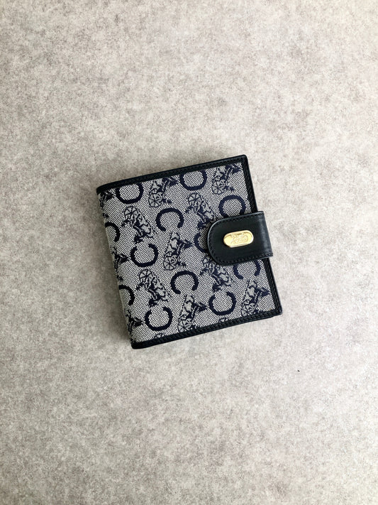CELINE Carriage Folded Wallet Navy Vintage rrcn43