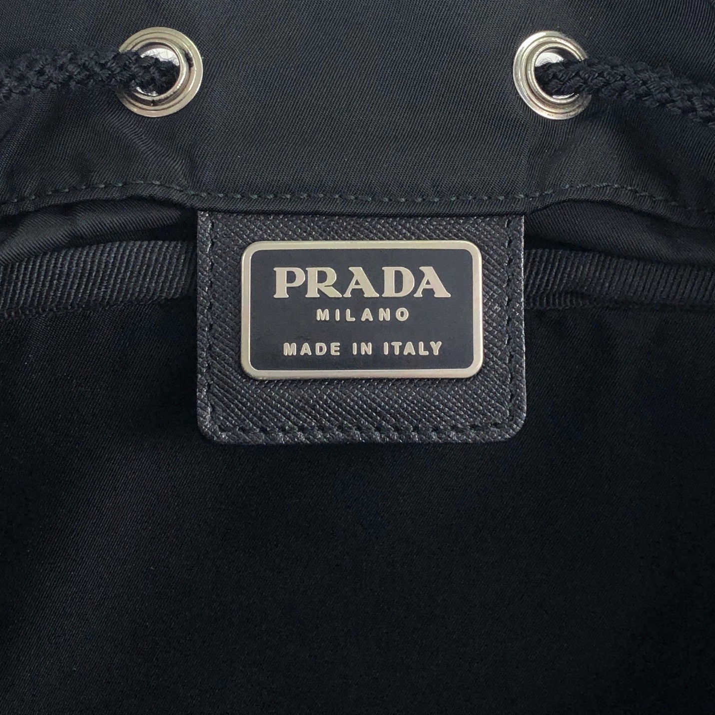 PRADA Tessuto Triangle Logo Front Buckle Backpack Black Vintage 2mkph6