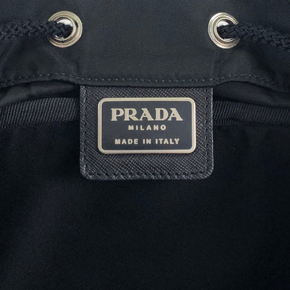 PRADA Tessuto Triangle Logo Front Buckle Backpack Black Vintage 2mkph6