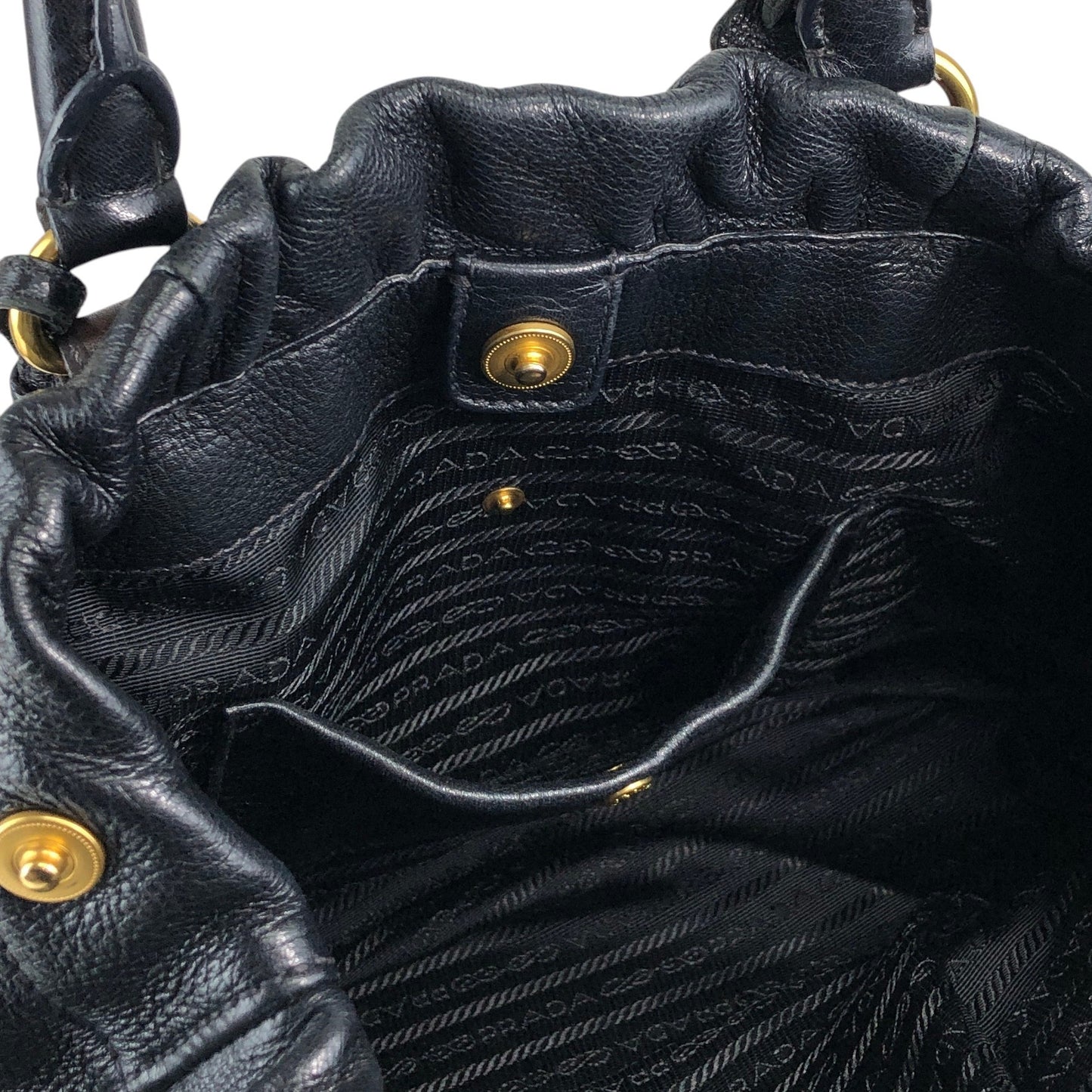 PRADA Logo Handbag Totebag Black Vintage dcjbha