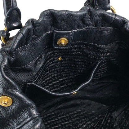 PRADA Logo Handbag Totebag Black Vintage dcjbha