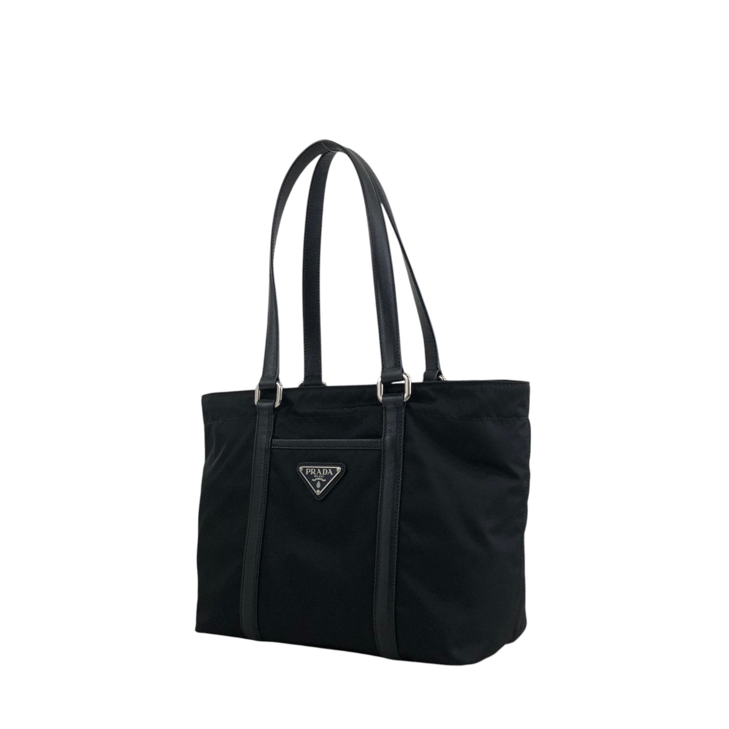 PRADA Tessuto Triangle Logo Totebag Black Vintage tgzvbu