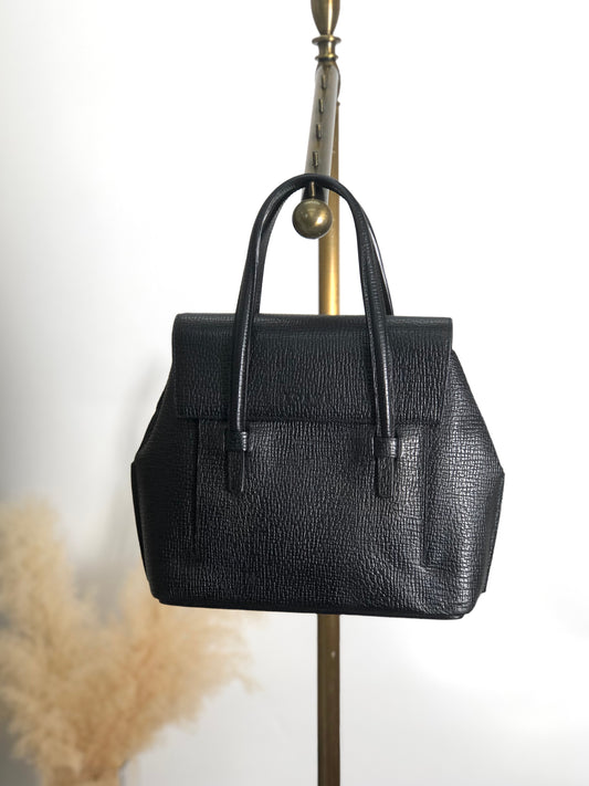 LOEWE Logo Embossed Handbag Black Vintage ycdaui