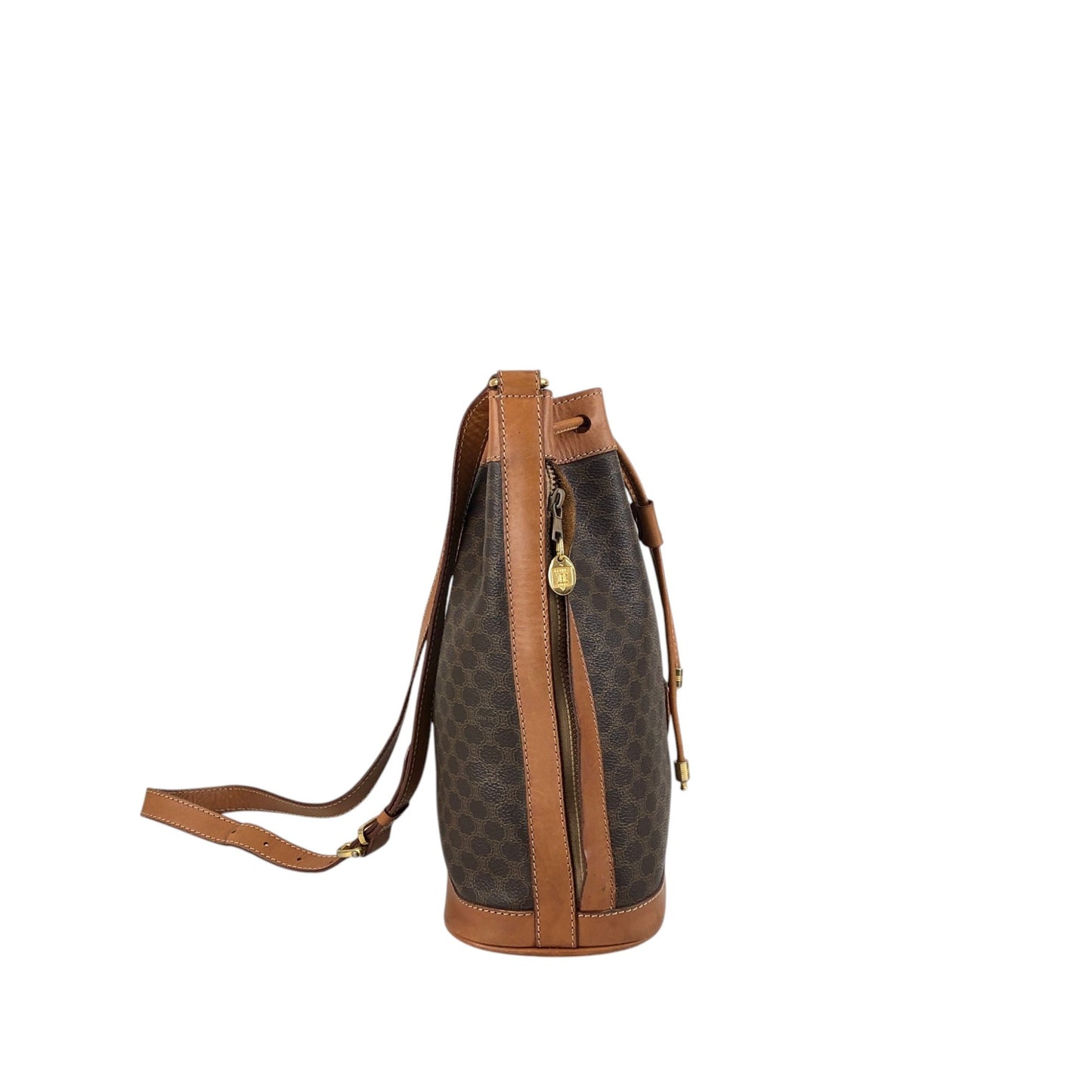 CELINE Macadam Blason Drawstring Shoulder bag Brown Vintage s6mkjn