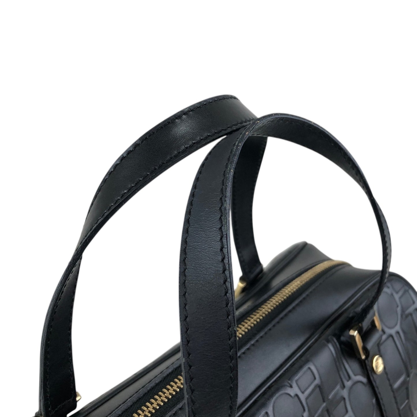 CELINE Logo Embossed Handbag Black Vintage 2jj6ge