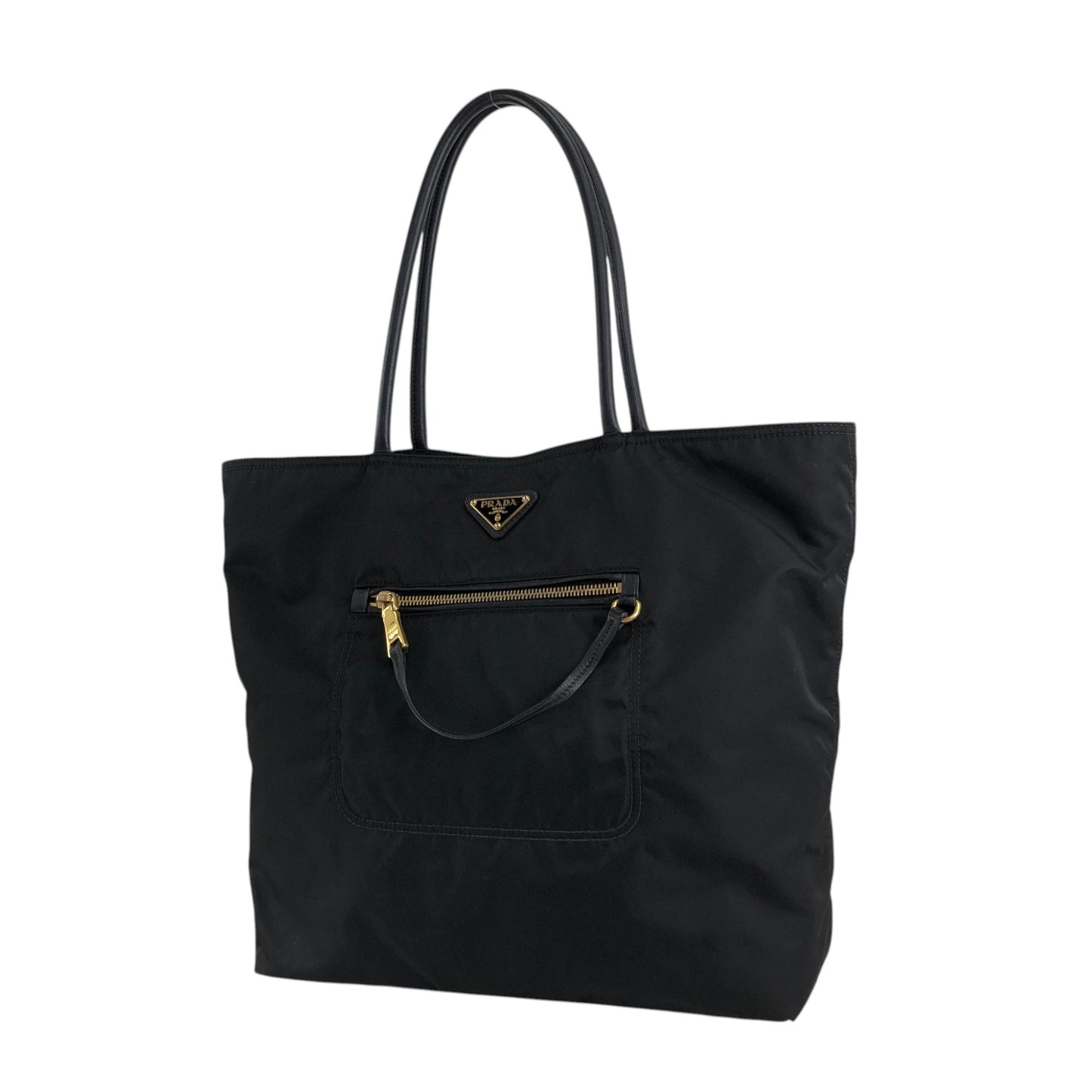 PRADA Tessuto Triangle Logo Front Pocket  Totebag Black Vintage 6rrumw