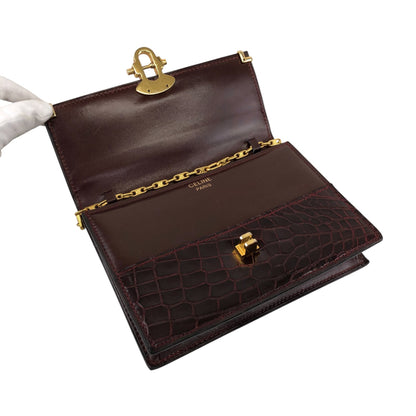 CELINE Front Lock Chain Shoulder bag Bordeaux Vintage iw6ga6