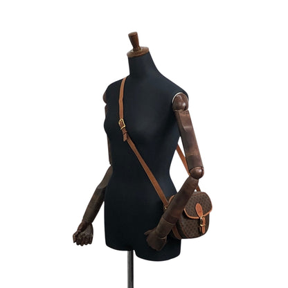 CELINE Macadam Blason Front Buckle Shoulder bag Brown Vintage 6tcy32