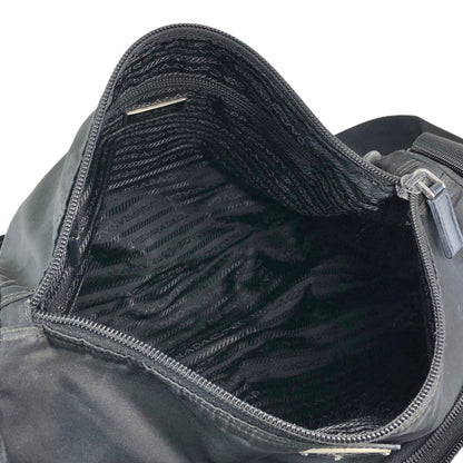 PRADA Tessuto Triangle Logo Double Pocket Shoulder bag Black Vintage se4edp