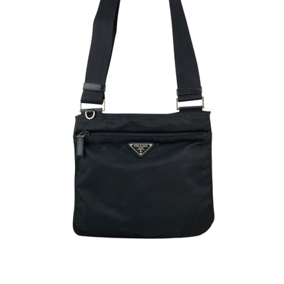 PRADA Tessuto Triangle Logo Shoulder bag Black Vintage g7nprp