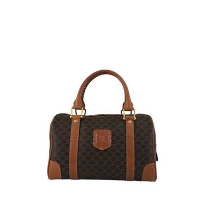 CELINE Macadam Small Boston bag Handbag Brown Vintage 7k24si