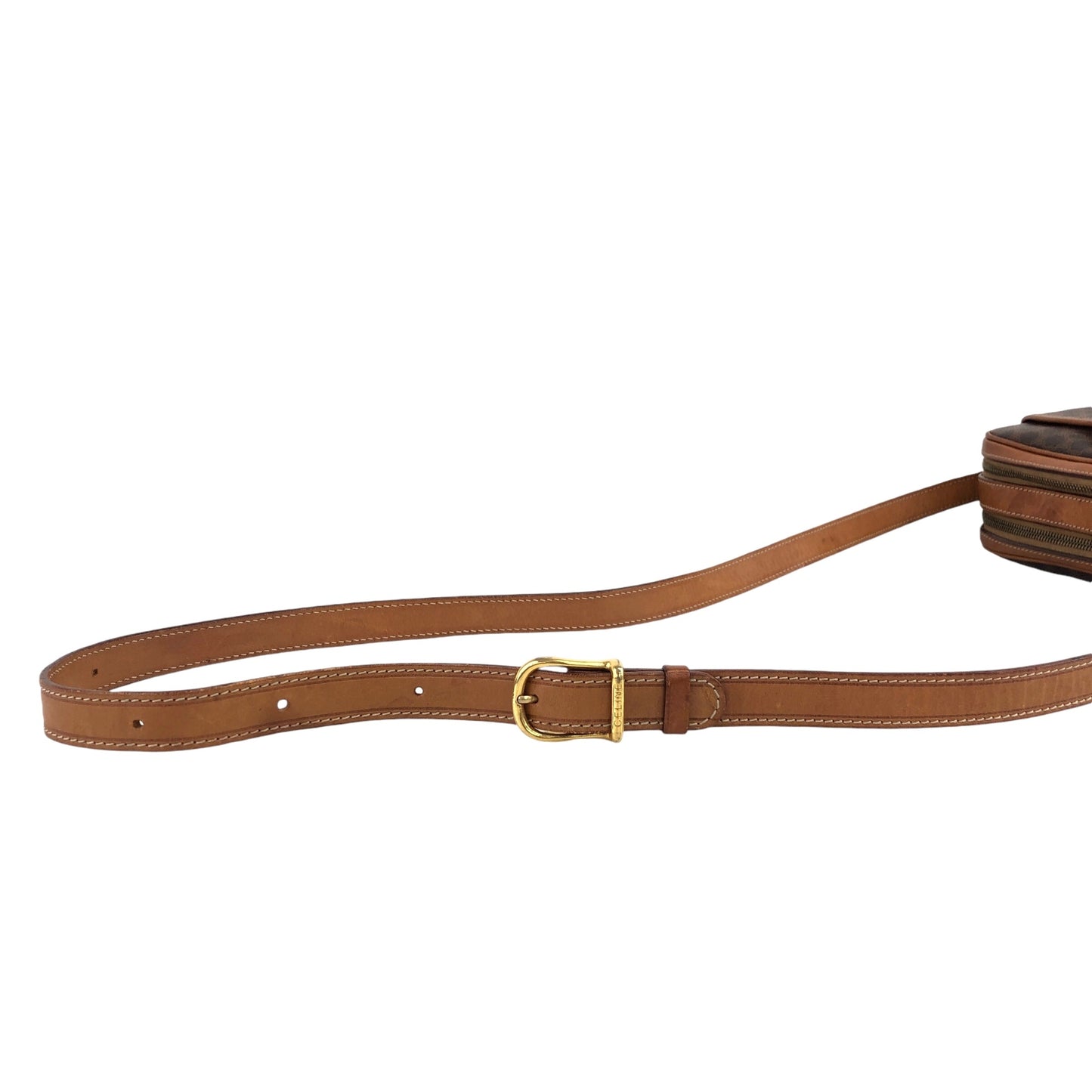CELINE Macadam Gancini Shoulder bag Brown Vintage 7y7av5