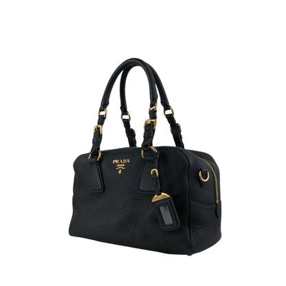 PRADA Logo Two-way Handbag Shoulder bag Black Vintage ws8uyb