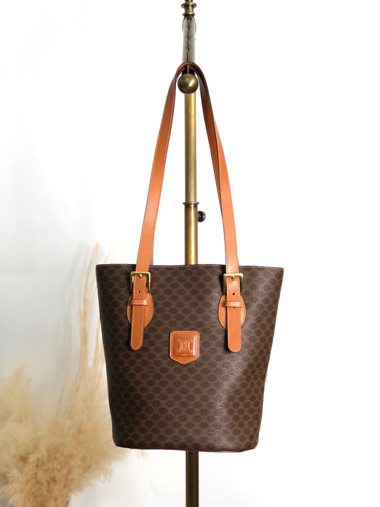 CELINE Macadam Blason Handbag Totebag Brown Vintage 6pe5na