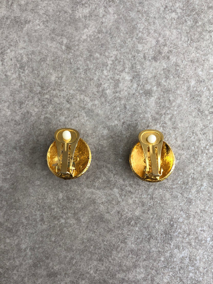 CHANEL Coco Mark Earrings Gold Vintage m28fxa