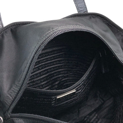 PRADA Tessuto Triangle Logo Front Pocket Two-way Handbag Shoulder bag Black Vintage kuap33