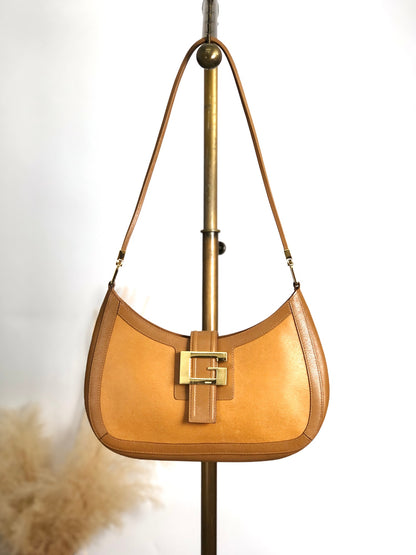 GUCCI Logo Buckle Shoulder bag Brown Vintage hry8in