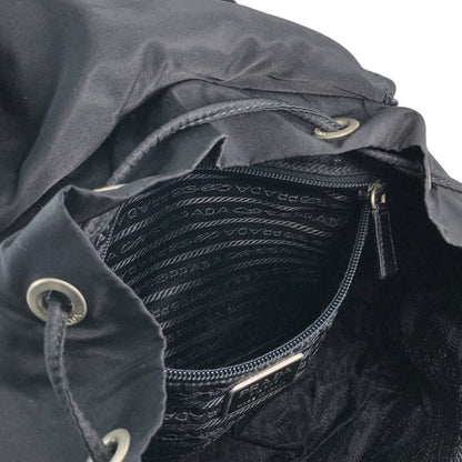 PRADA Tessuto Triangle Logo Double Pocket Backpack Black Vintage e8i3ab