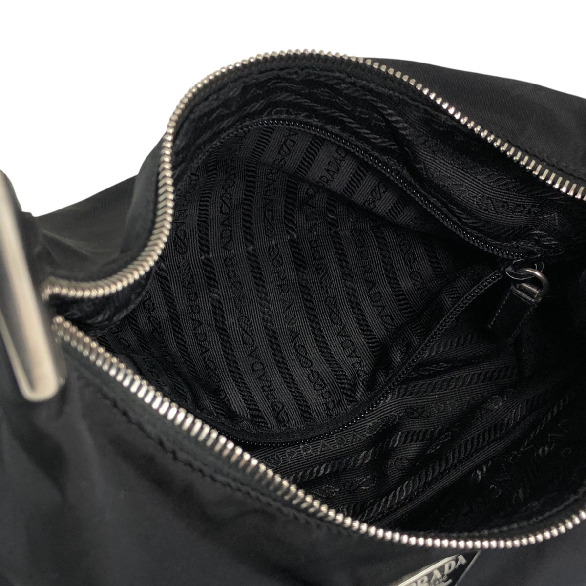 PRADA Tessuto Triangle Logo Shoulder bag Black Vintage 7c33nu