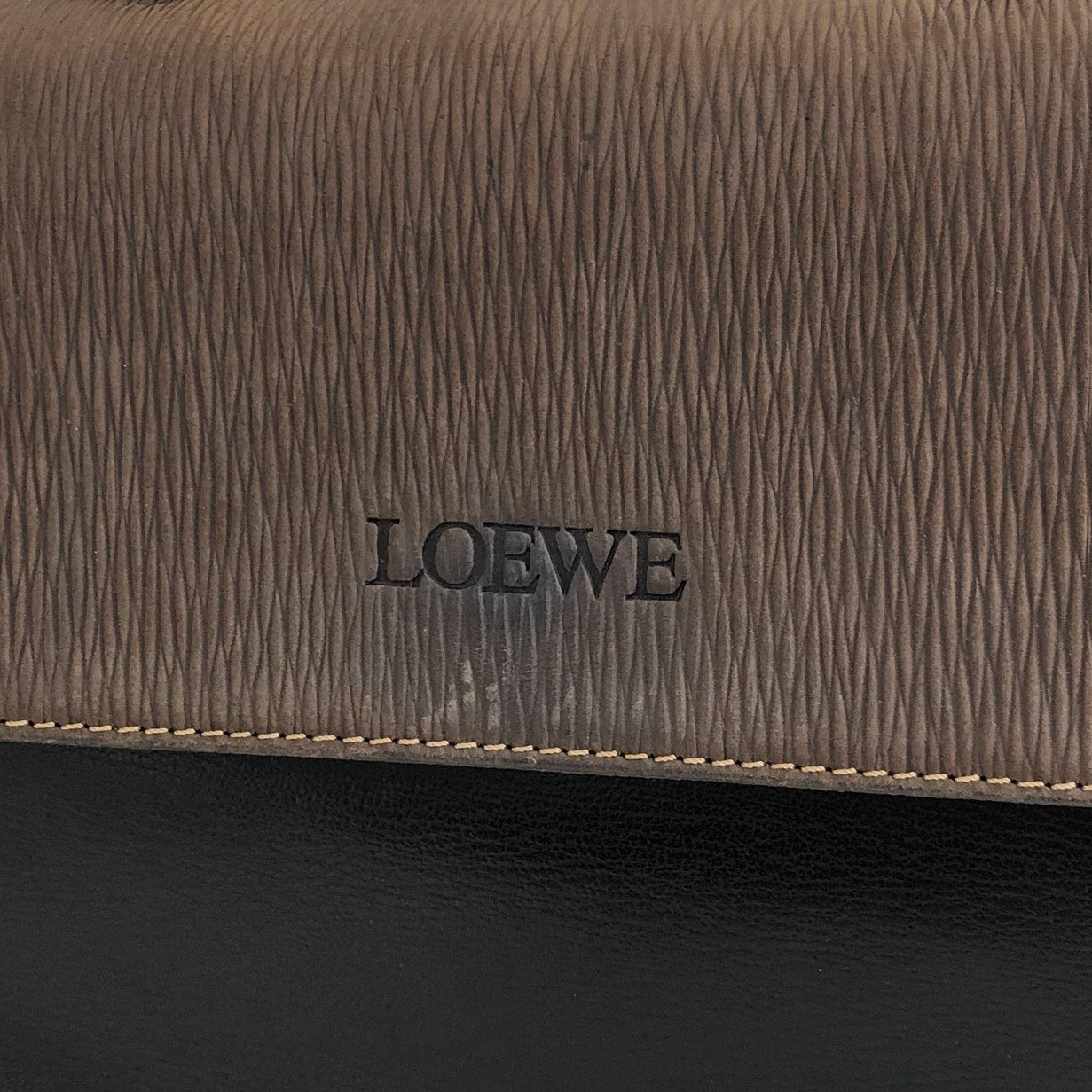 LOEWE Velazquez Metal Leather Handle Handbag Black Vintage   jyxx34