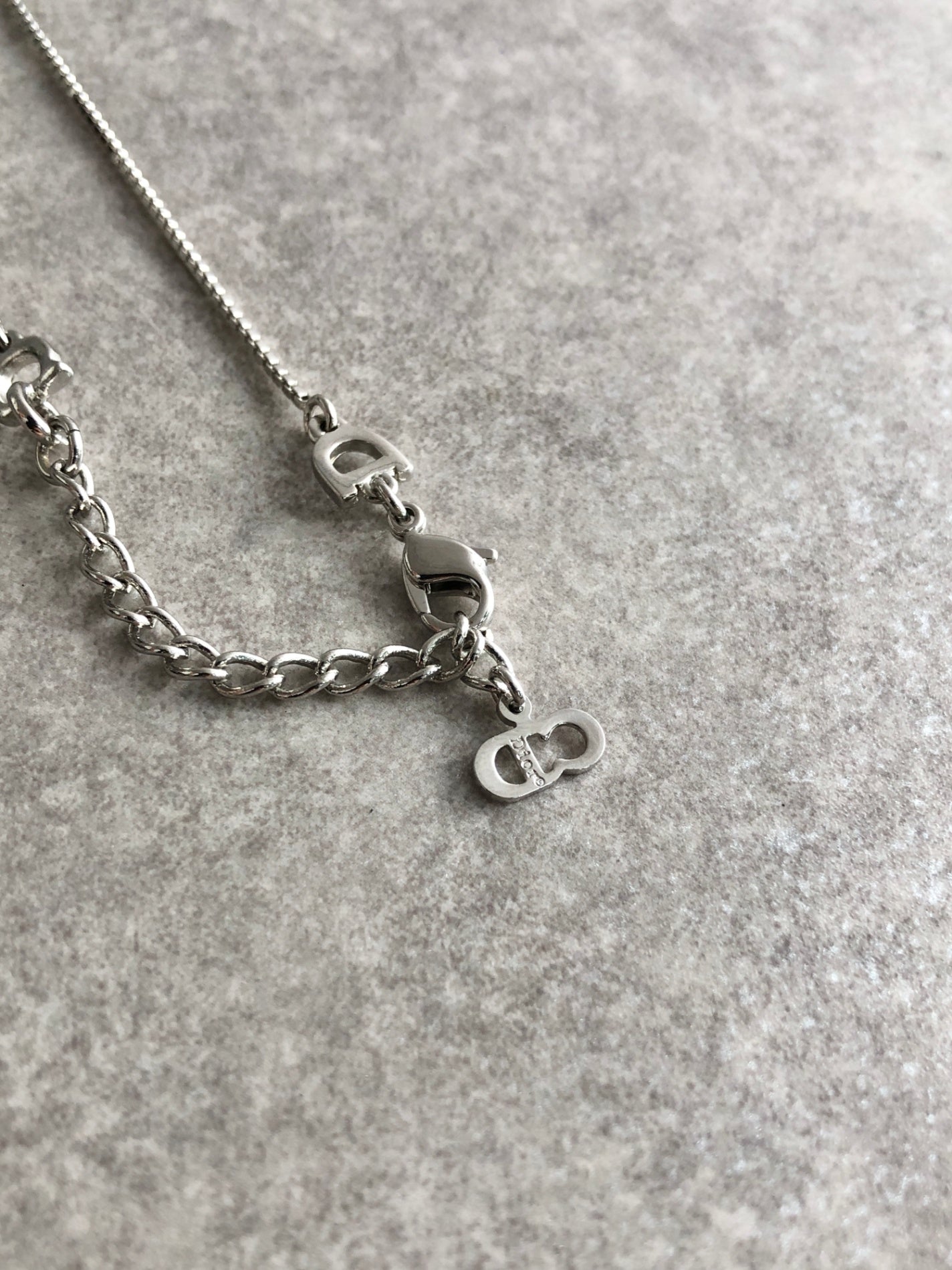 Christian Dior Heart Motif Necklace Silver Vintage xfgtgr