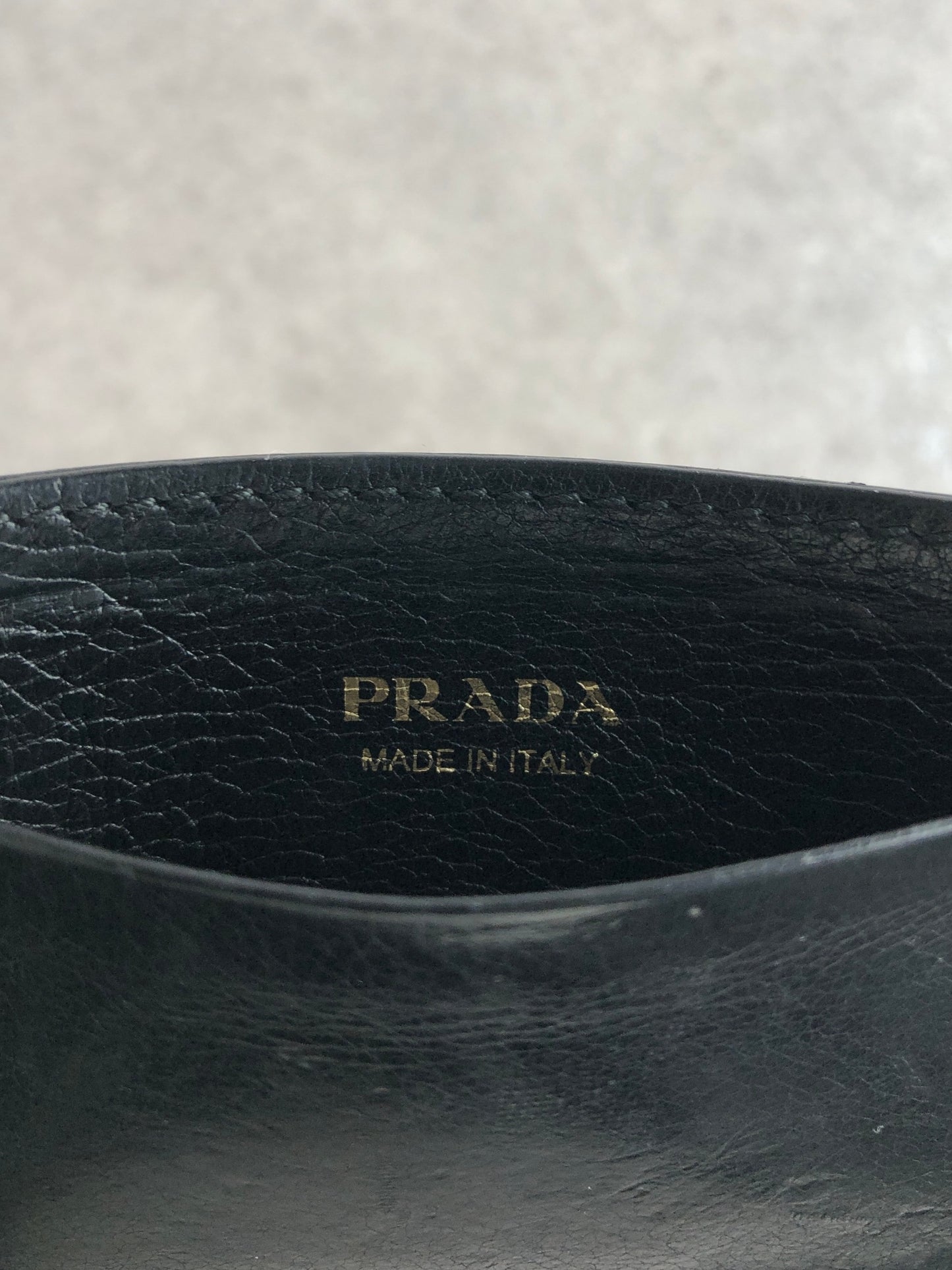 PRADA Logo Ribbon Motif Card holder Black Vintage mcbejz