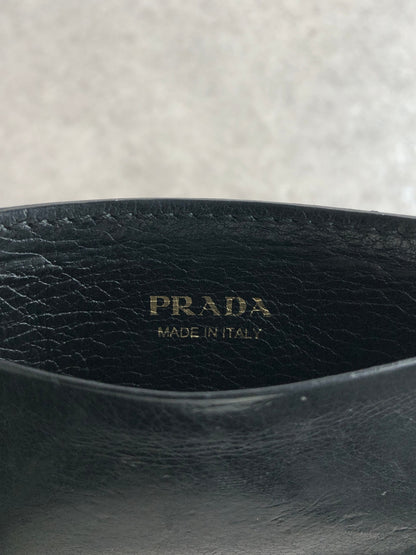 PRADA Logo Ribbon Motif Card holder Black Vintage mcbejz