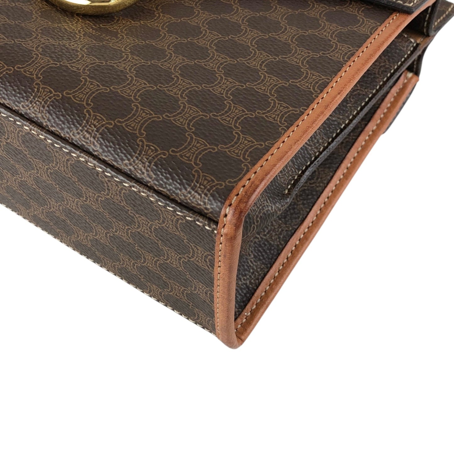 CELINE Macadam Gancini Two-way Handbag Shoulder bag Brown Vintage kgm5ej