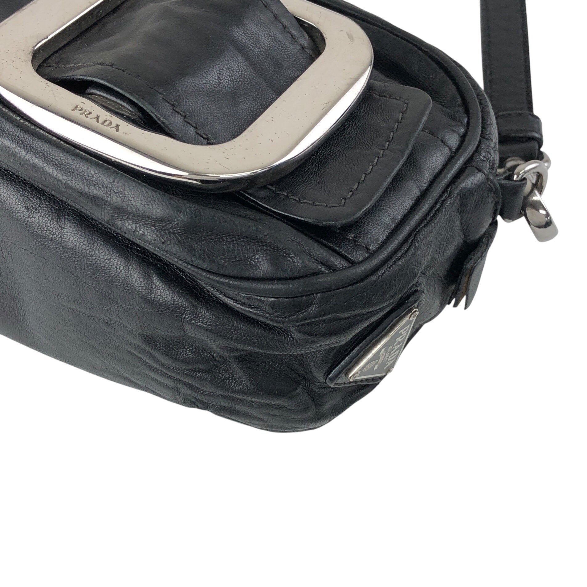 PRADA Buckle Shoulder bag Black Vintage cdnxfz – VintageShop solo