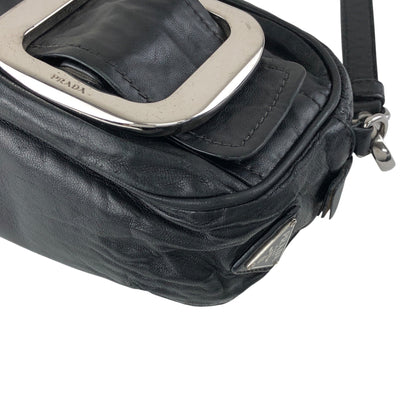 PRADA Buckle Shoulder bag Black Vintage cdnxfz