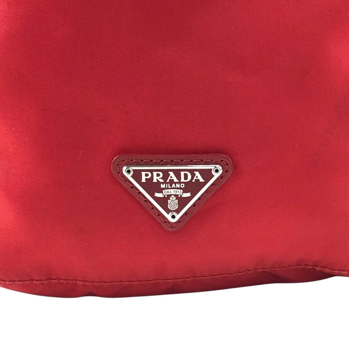 PRADA Tessuto Triangle Logo Drawstring Small Handbag Red Vintage 8aunpv