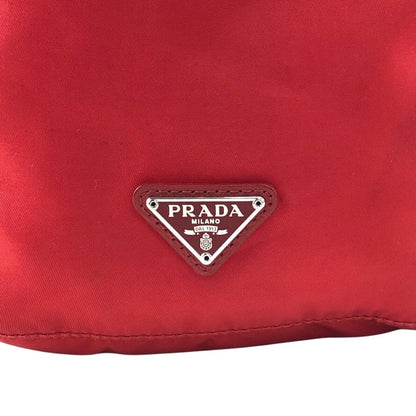 PRADA Tessuto Triangle Logo Drawstring Small Handbag Red Vintage 8aunpv
