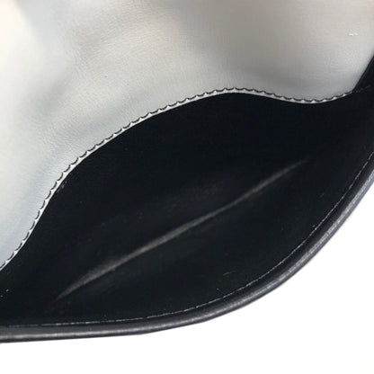 CELINE Logo Motif Leather Shoulder bag Black White Vintage ikpwf5