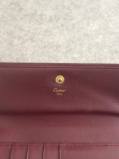 Cartier Logo Embossed Folded Wallet Bordeaux Vintage g2uux3