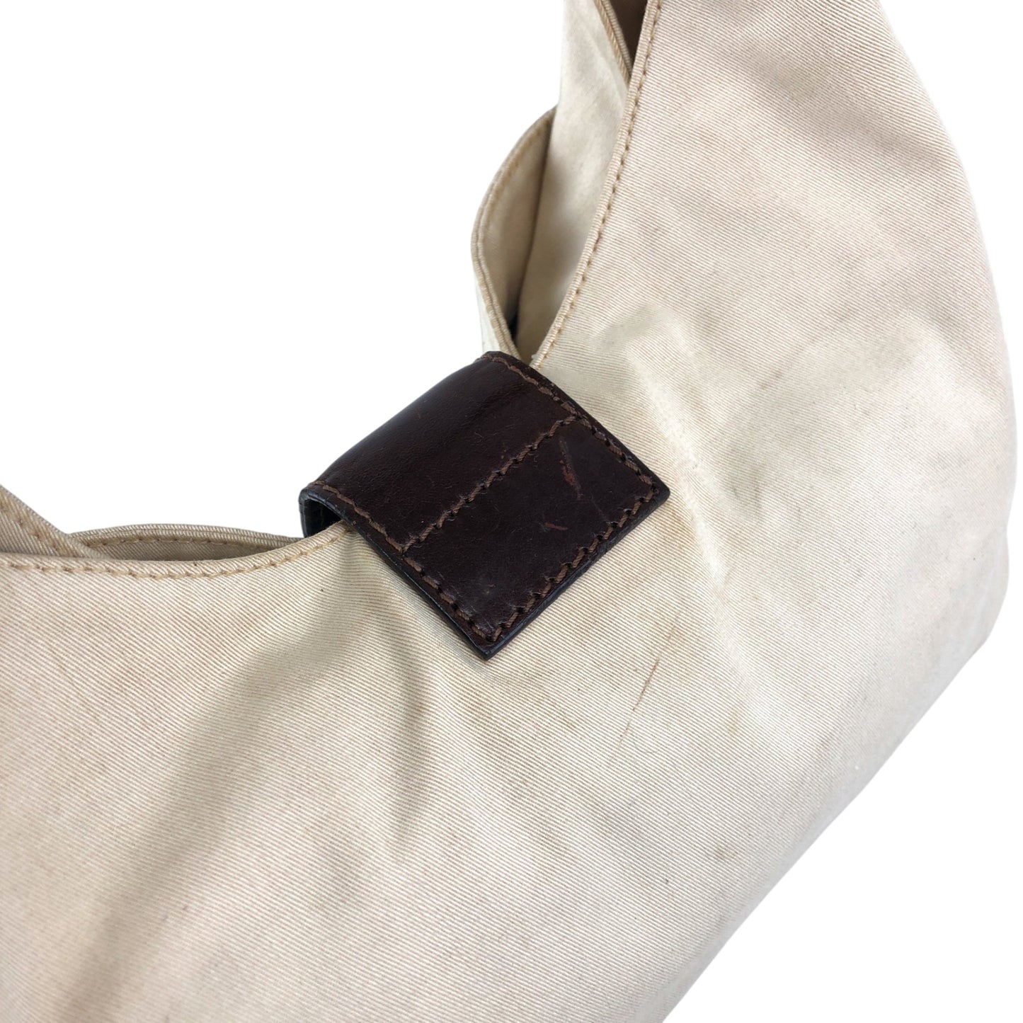 FENDI Mamma Baguette Logo Shoulder bag Hobobag Beige Vintage c6ztd5