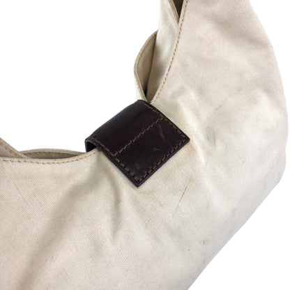 FENDI Mamma Baguette Logo Shoulder bag Hobobag Beige Vintage c6ztd5