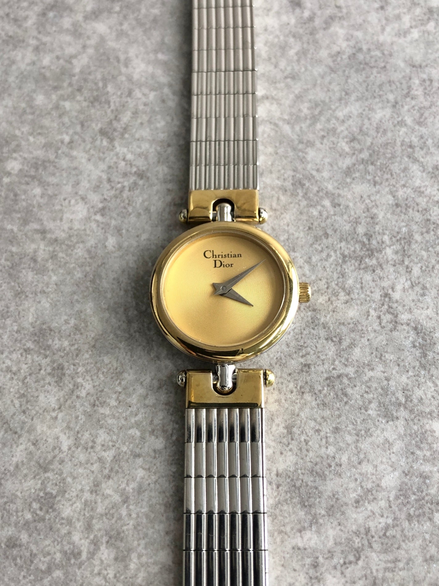 Christian Dior Logo Quartz Watch Silver×Gold 3025 Vintage ngmhnw