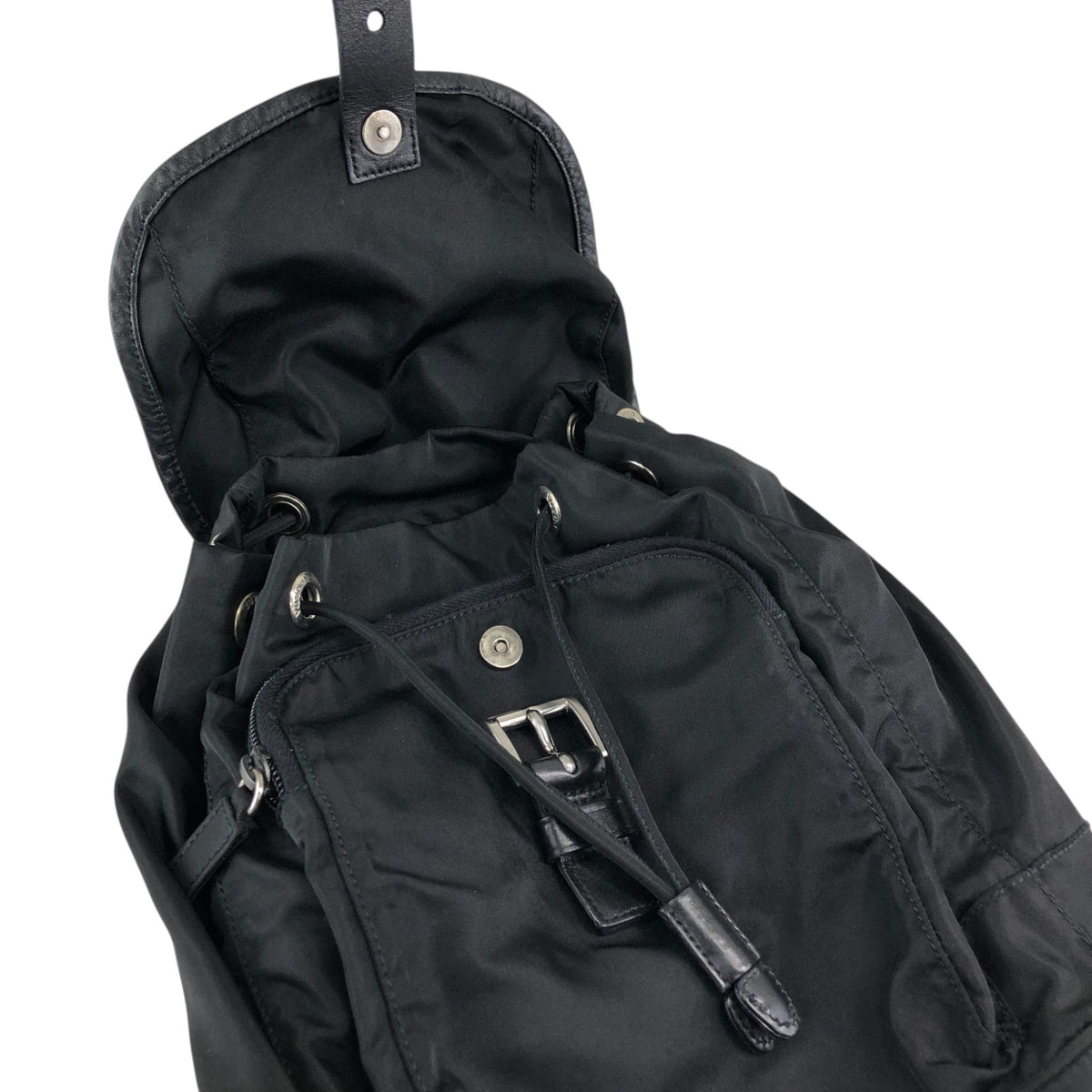 PRADA Tessuto Triangle Logo Backpack Black Vintage 2jwvfk